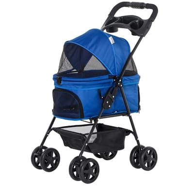 Trendique - Kinderwagen - Buggy - Honden Buggy - Katten Buggy - Plooibuggy - Wandelwagen - Opvouwbaar - Kinderwagen Voor Dieren - Blauw