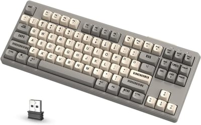 REN® Mechanical Keyboard - Mechanisch Toetsenbord - Mechanische Toetsenbord - Bluetooth /2,4 Ghz - Wit/Grijs - 39cm x 17cm x 5cm