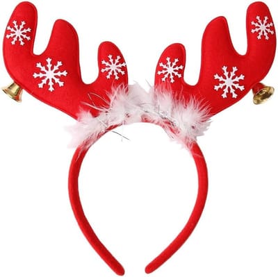 Kerstaccessoire haarband voor meisjes, feestelijke hoofdtooi met sneeuwvlok en gewei voor kinderen en dames