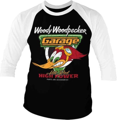 Woody Woodpecker Raglan top -S- Garage Zwart/Wit