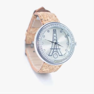 Ecologische Horloge met natuurlijke kurk band - zilver kast - vrouwelijk polshorloge - WA-387