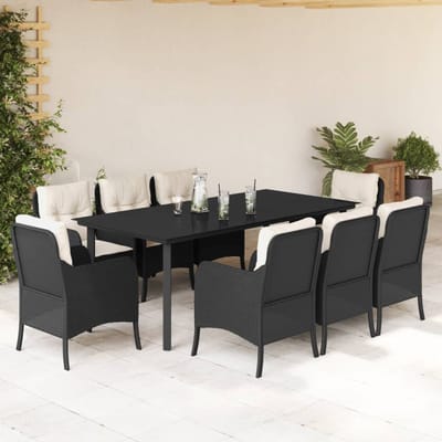vidaXL - 9-delige - Tuinset - poly - rattan - zwart