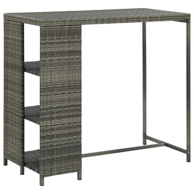 vidaXL - Bartafel - met - opbergrek - 120x60x110 - cm - poly - rattan - grijs