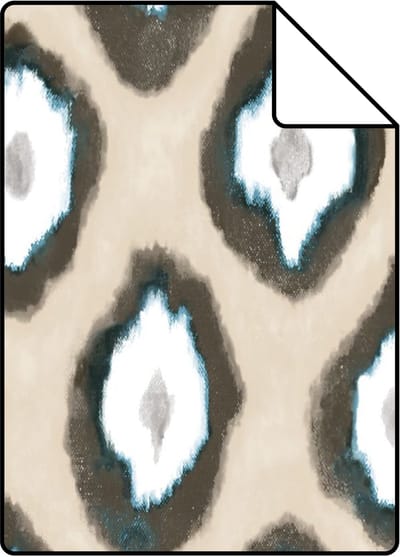 Proefstaal Origin Wallcoverings behang ikat motief beige en turquoise - 26,5 x 21 cm - 346915-S