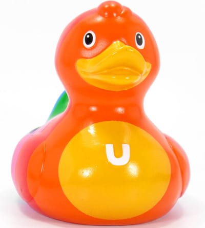 BUD Luxury Mini Duck  RAINBOW Gay DUCK -  Badeendje Regenboog van Budduck.com : Werelds meest lieve en gespaarde badeendmerk voor jong en oud