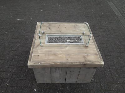 Vuurtafel Block Terrasverwarmer Gebruikt steigerhout 80x80x50cm