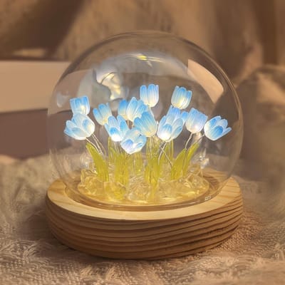 Nachtlamp in de vorm van een blauwe tulp, sfeervolle bloemenlamp voor meisjes en vrouwen, decoratieve verlichting