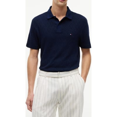 Tommy Hilfiger Jacquard Classic Fit Carbon Navy Größe: S | Poloshirts Outlet | Herren | Blau