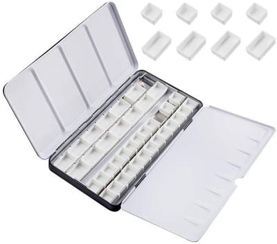 Dailygoods- Aquarelblikken - 42 Halve Pannen - 24 Volledige Bakplaten - Grote Metalen Palet - Verfdoos voor Kinderen - Geschikt voor Kunstenaars