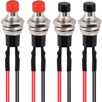 Mini zelfremmende drukschakelaar 7 mm - 4 stuks ON/OFF 2-pins voor auto, boot, Arduino en doe-het-zelf