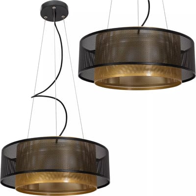 TooLight Moderne hanglamp - aluminium - zwart/goud - 40x15 cm - verstelbare hoogte