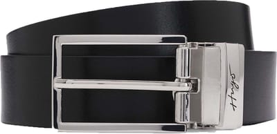 HUGO Leren Riem Gifting Graym Gb30 Belt W115 Black / Darkbrown Zwart Donkerbruin