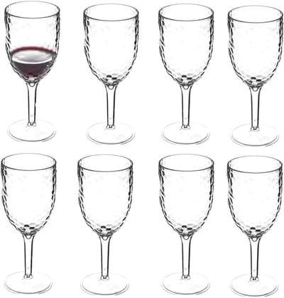 5Five Wijnglazen van onbreekbaar kunststof - 8x - 345 ml - transparant - Outdoor gebruik