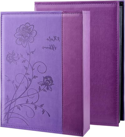 Fotoalbum voor 300 Foto's - Extra Grote Capaciteit, Luxe Leren Hoes voor Bruiloft en Familieherinneringen, Geschikt voor 10x15 cm Afbeeldingen (Paars)