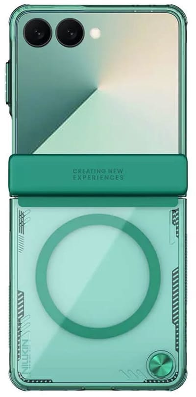 Nillkin Hoesje Geschikt voor Samsung Galaxy Z Flip 7 - IceBlade Prop Magnetic - Compatibel met MagSafe - Back Cover met Camera Bescherming / Kickstand Standaard - Duurzaam - Groen