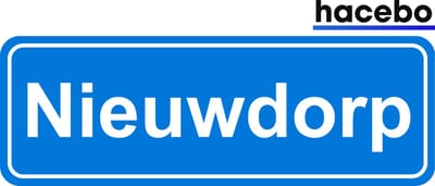 Hacebo - Plaatsnaam Sticker - 29x10 CM - Nieuwdorp sticker - Verkeersborden sticker - grappige cadeaus - Nieuwdorp