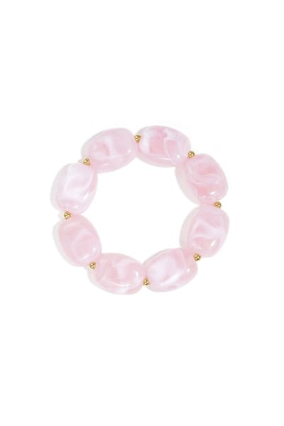 Bijoutheek Armband (Sieraad) Kralen Ovaal Plat Pink