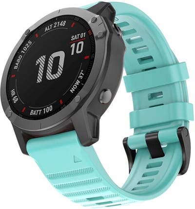 By Qubix - Geschikt voor Garmin bandje - 26mm Quickfit - Siliconen bandje - Lichtblauw - Geschikt voor Garmin Epix Pro Gen 2 (51mm) / Quatix 7X / 6X & Tactix 7 (pro)