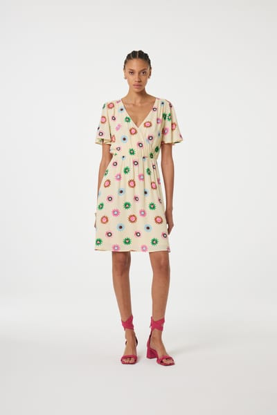 Fabienne Chapot Asha Dress Warm White/pink Drea Maat: 34 | Midi Jurken Outlet | Dames | Roze