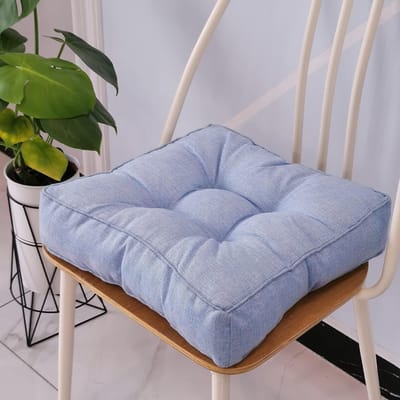 VHV - Stoelkussen - Zitkussen - Tuinstoel Kussen - Vloerkussen - Katoen - Dik gevoerd - Voor binnen en buiten - Voor eetkamerstoelen - 45 x 45 x 10 cm - Blauw