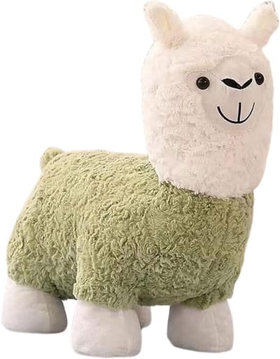 Pluche Voetenbank - Dieren Poef - Ontspannen Zitten - Schattig Alpaca Design - 36.6x26x20.4 cm - Bruin