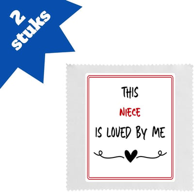 Akyol - this niece is loved by me brillendoekjes - Nicht - iemand die houdt van zijn nicht - verjaardag - cadeautje voor nicht - nicht artikelen - kado - geschenk - 17,8 bij 17,8 cm - 2 stuks
