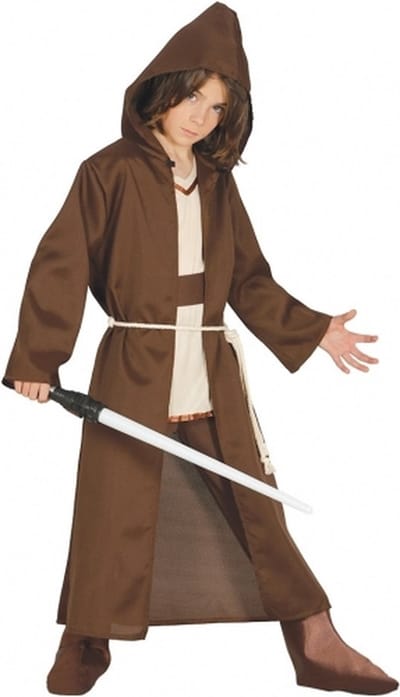 Jedi Verkleed pak - Ruimte meester carnaval - Halloween mantel - bruine cape met capuchon - kinderen 122/134
