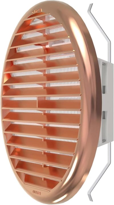 Ventilatierooster Rond - Afdekrooster - Ventilatie - Met Insectennet - 125-160 mm - Koper