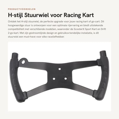 Dailygoods- Stuurwiel H-stijl - Racing Kart Accessoire - Geschikt voor Go-Cart - Hoogwaardig ABS - Lichtgewicht en Duurzaam - Stuur