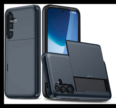 Hoesje met Kaarthouder Slider Geschikt voor Samsung Galaxy A16 | Back Cover Pasjeshouder Achterkant | Kaarthouder voor Twee Pasjes | Blauw