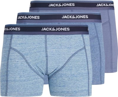 Jack & Jones Boxershorts Heren Trunks JACWELLS 3-Pack Denim Blauw - Maat XXL