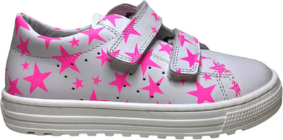 Naturino mt 35 velcro fluo roze sterrren lederen sneakers Saia wit