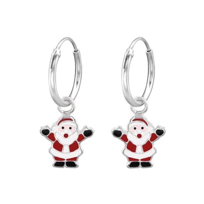 zilver kinder oorbellen meisje met kerstman hangertje | kerst oorhangers meisje | Sterling 925 Silver (Echt zilver)