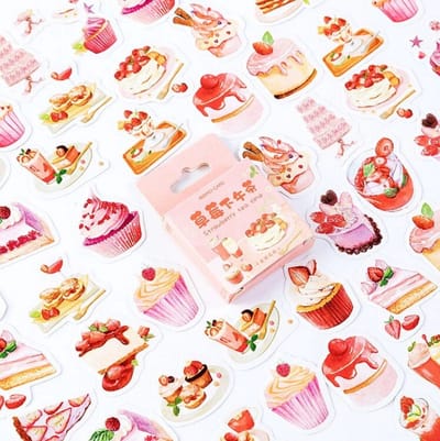 Bullet Journal Stickers - Planner Agenda Stickers - 46 Stuks - Aardbeien - Gebakjes - Taartjes - High Tea - Strawberries - Scrapbook stickers - Bujo stickers - Stickervellen - Stickers volwassenen en kinderen