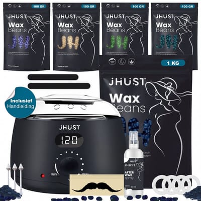 JHust® Professionele Wax Apparaat - Wax Verwarmer - Wax Beans - Zwart + Extra 1KG Wax Bonen - Ontharing Set