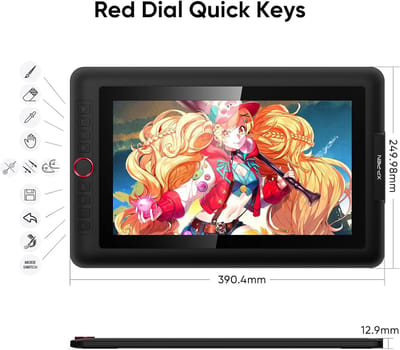 RFWR® Grafisch tablet 13,3 inch met 8192 niveaus en 8 sneltoetsen voor Windows en Mac
