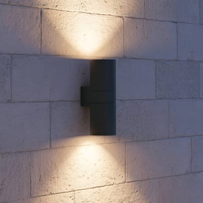 Ideal Lux buitenwandlamp Gun antraciet aluminium, Ø 11 cm, omhoog/omlaag