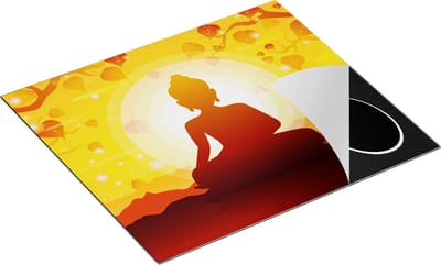 Chefcare Inductie Beschermer Boeddha Beeld onder een Boom - Abstract - 60x50 cm - Afdekplaat Inductie - Kookplaat Beschermer - Inductie Mat