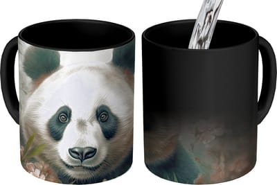 Magische Mok - Foto op Warmte Mokken - Koffiemok - Panda - Dieren - Bloemen - Planten - Magic Mok - Beker - 350 ML - Theemok