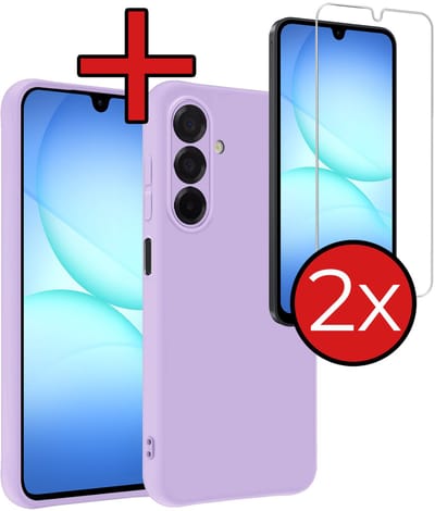 Hoesje - Met 2x Screenprotector - Geschikt voor Samsung Galaxy A17 - Sterk & Shockproof - Telefoon Hoes - Back Cover - Siliconen Case - Telefoonhoes - Lila