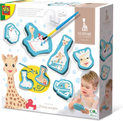 SES Creative - Sophie la girafe - Kleuren met Water in Bad - veilige kwast - figuren worden zichtbaar met water - herbruikbaar - Badspeelgoed – Badspeeltjes – vanaf 12 maanden