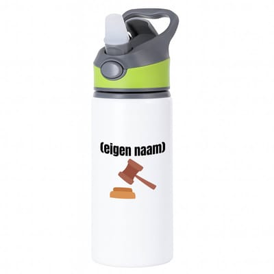 Hacebo® - rechter met hamer waterfles met rietje groen - Advocaat - iemand die rechter is - met eigen naam - leuk cadeau voor iemand die rechter is - cadeau - kado - water fles - 650ML