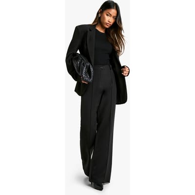 boohoo Dames Woven Seam Detail Flare Trouser | Zwart | Maat: 34