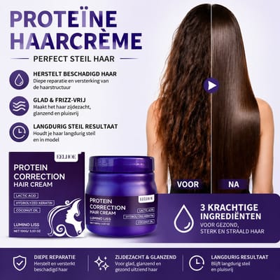 EELHOE Pro - Haar Straightening Crème - Haar Rectificatie & Verzorging - Voor Krullend & Pluizig Haar, Lange Termijn Resultaat - Vermindert Dagelijks Onderhoud - Met Melkzuur & Keratine - 100g