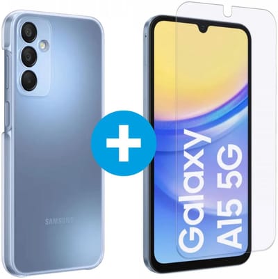 Schokbestendig Hoesje Geschikt voor de Samsung Galaxy A15 5G - Shockproof Back Cover Transparant - Doorzichtige Case met Gratis 9H Tempered Glass Screen Protector
