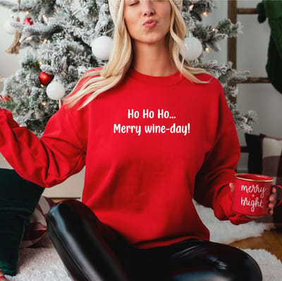 Kerst Sweater- Hohoho Merry wine day. Foute kersttrui. Maat XXL