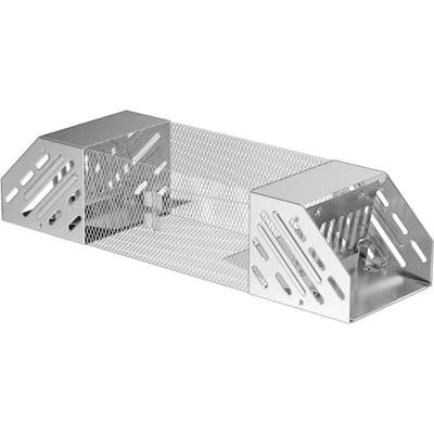 Cage de Capture Souris Acier Inoxydable Entièrement Automatique Conception Double Porte Cage Piège à Souris Sensible pour Intérieur white