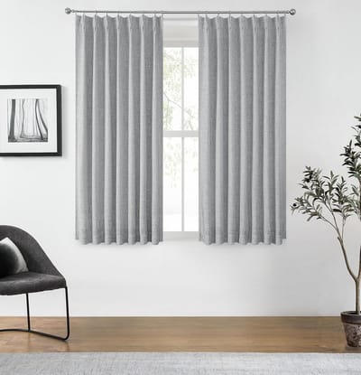 Grijze knijpplooi volledige verduisterende gordijnpanelen linnen textuur thermisch geïsoleerd 100 kamer verduistering raambekleding gordijnen met achterste tab voor woonkamer slaapkamer met 9 haken,