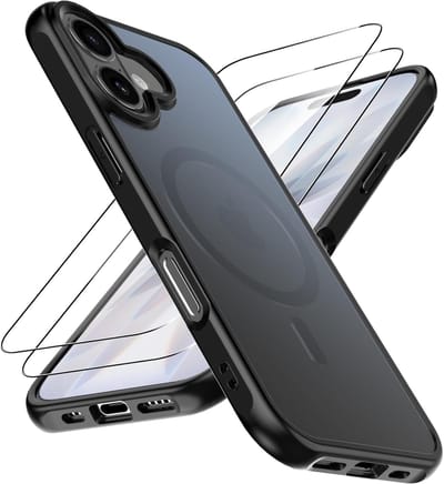Magnetisch Hoesje Geschikt voor: iPhone 17 - MagSafe-Compatibel - Militaire Schokbescherming, Krasbestendig & Slank Design met Matte Transparante Achterkant + 2x Screenprotector