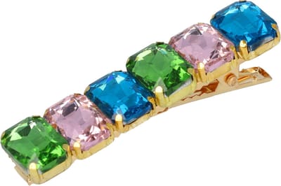 Haarsoires Haarspeld Duckklem 6,5cm – Facet Stenen – Groen Roze Blauw - Sterke Haarclip voor Styling & Dagelijks Gebruik - Hair Clip - Decoratieve Haaraccessoire